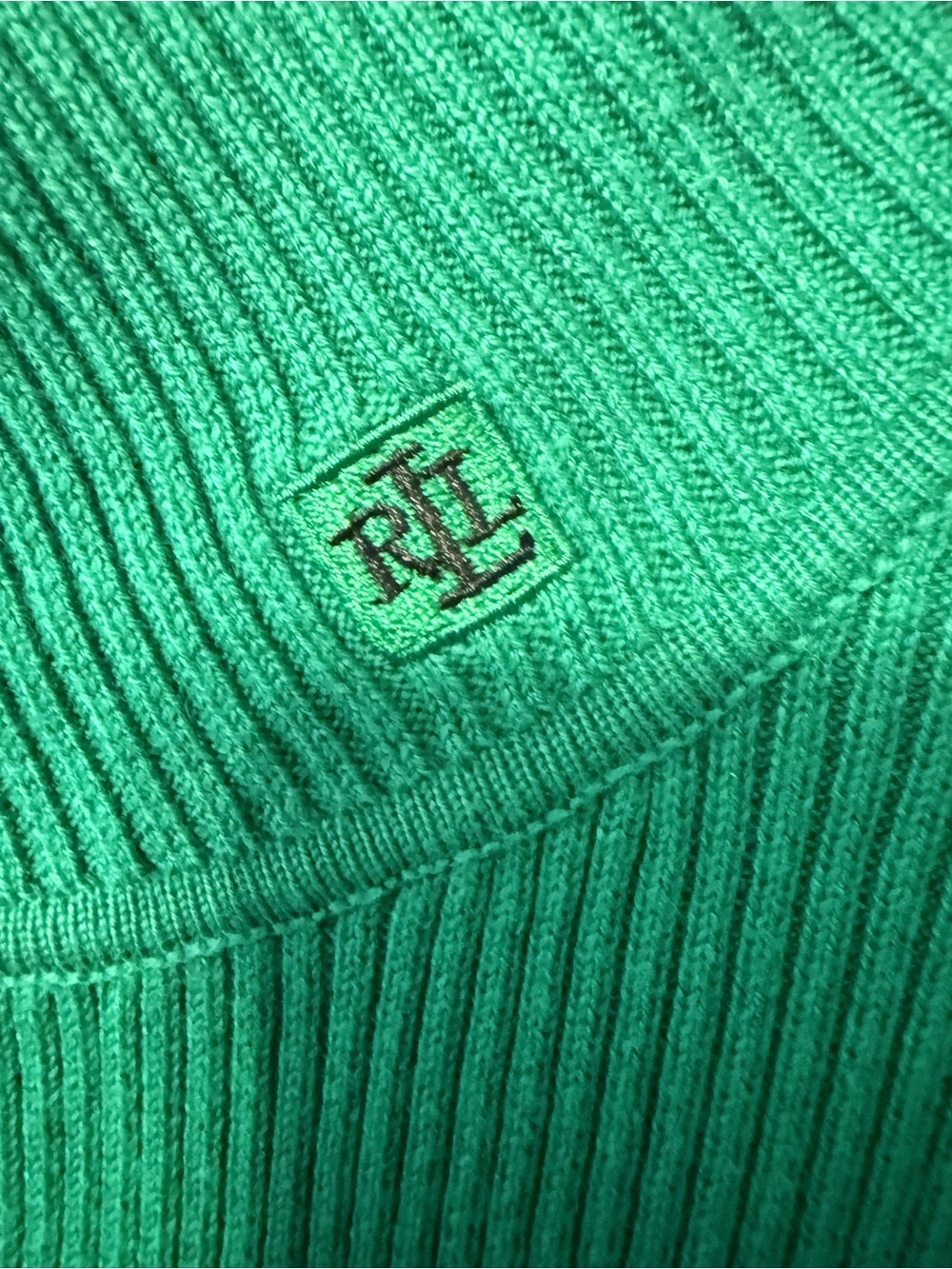 NWOT Ralph Lauren Green Ribbed Mock Neck Turtleneck Sweater - Picture 2 of 6